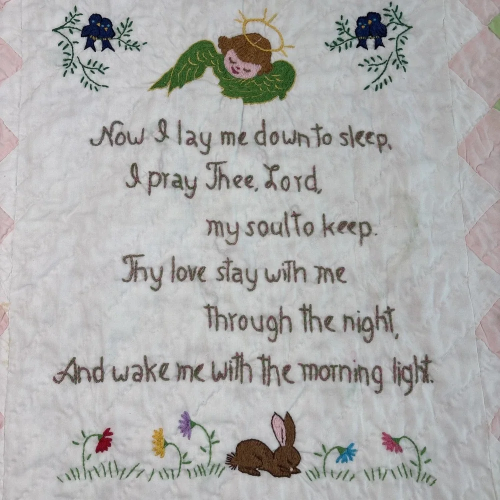 VTG Handmade Baby Quilt 37X 47